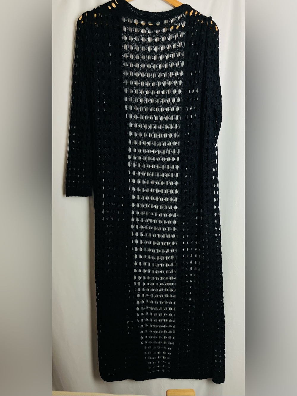 Anthropologie Open-Weave Duster Cardigan black one M - Picture 4 of 6